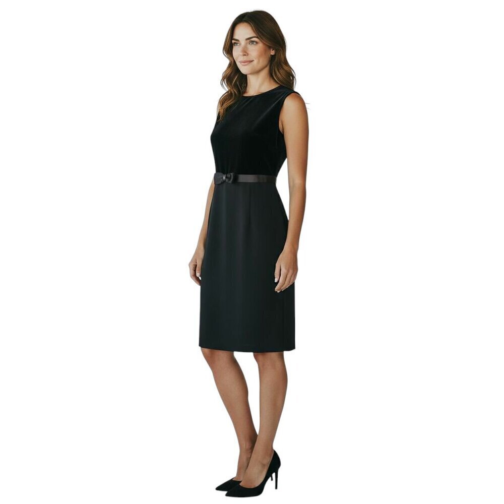 Ann Taylor Womens Black Mixed Media Velvet Sleeveless Dress 8
